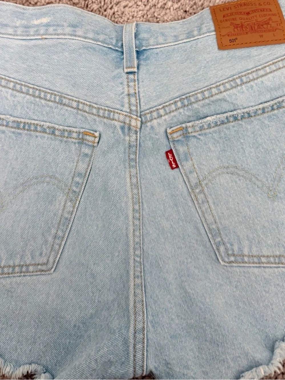 Levi's Light Wash Blue Distressed Jean Shorts